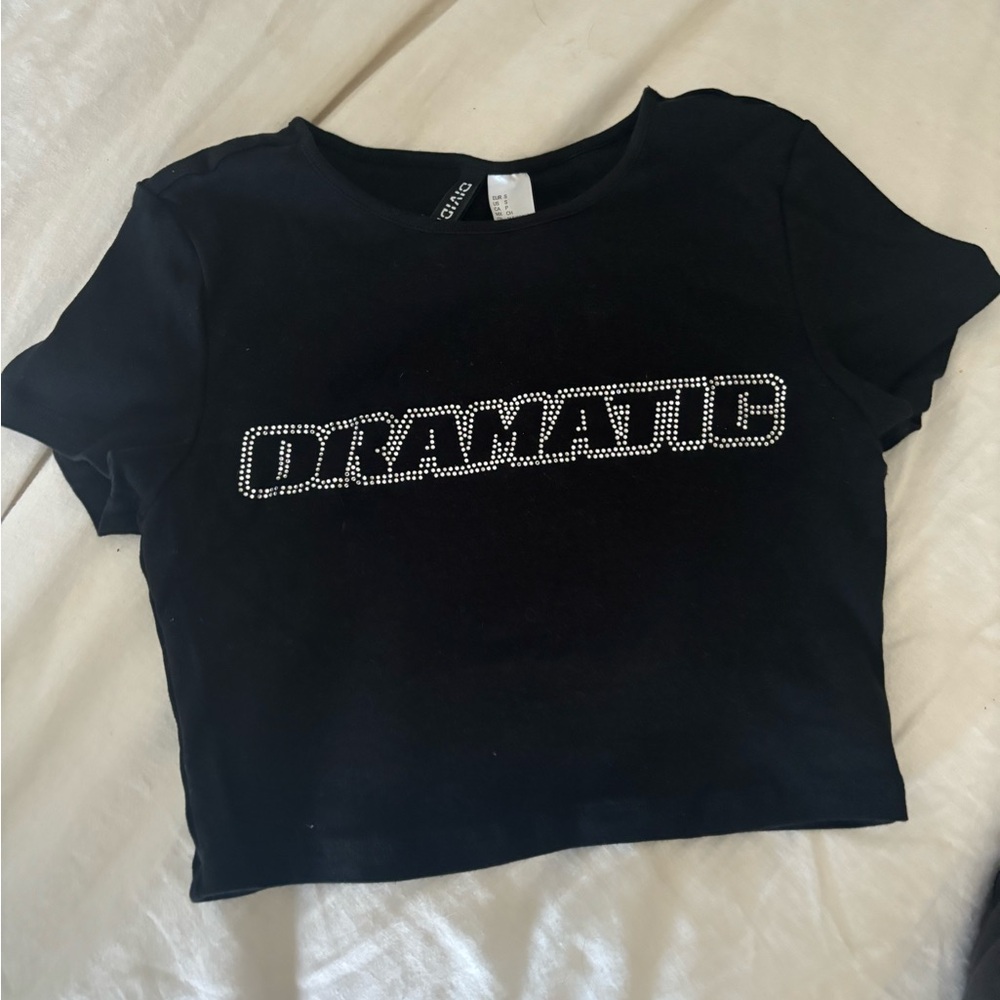 Rhinestone Dramatic Crop Top